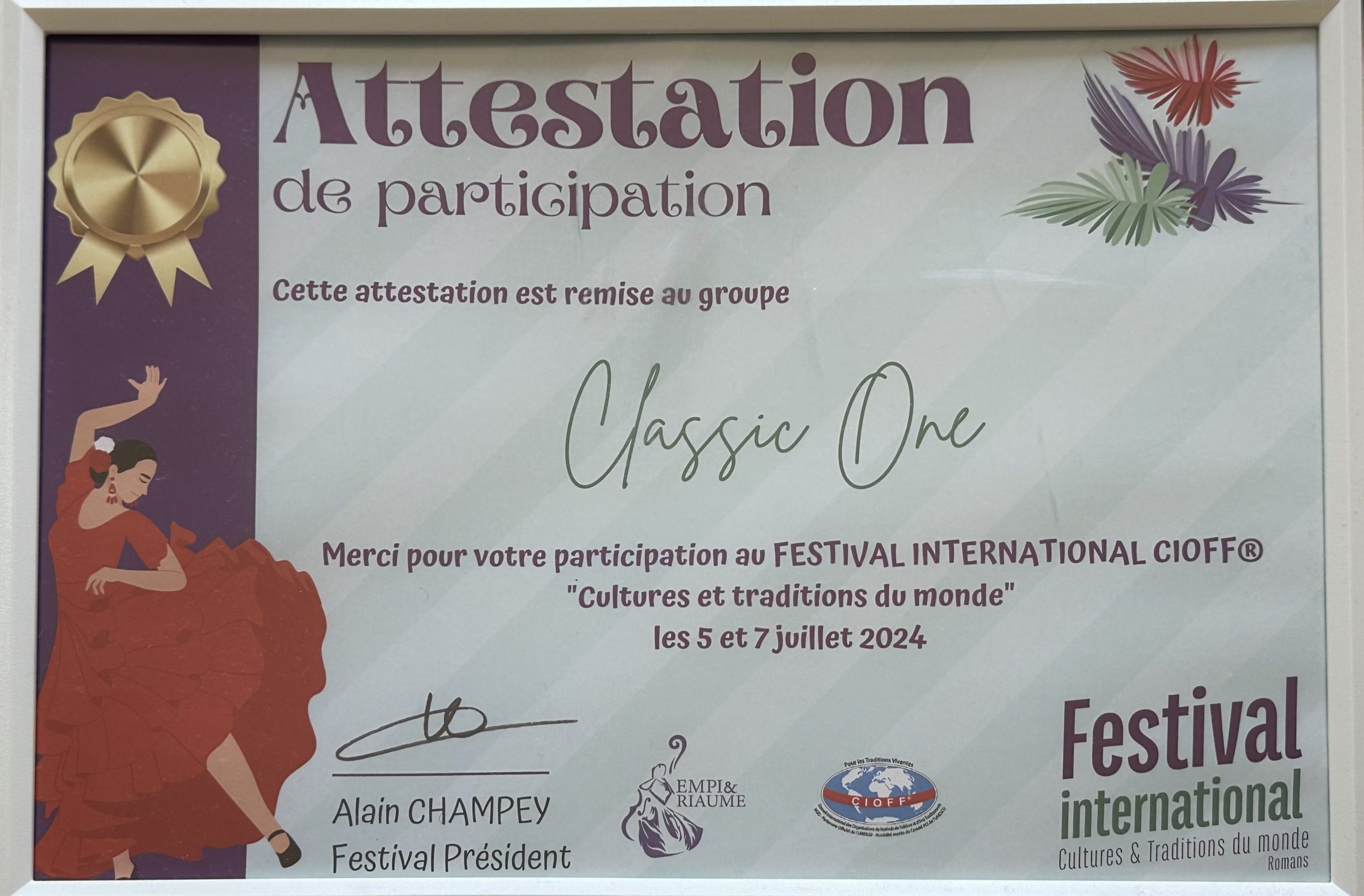 Classicone site internet diplôme de participation